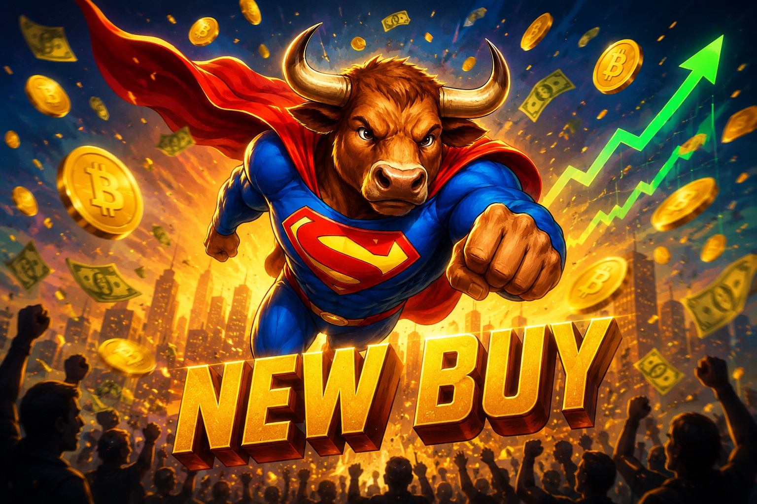 SuperBull NEW BUY explosion with raining coins